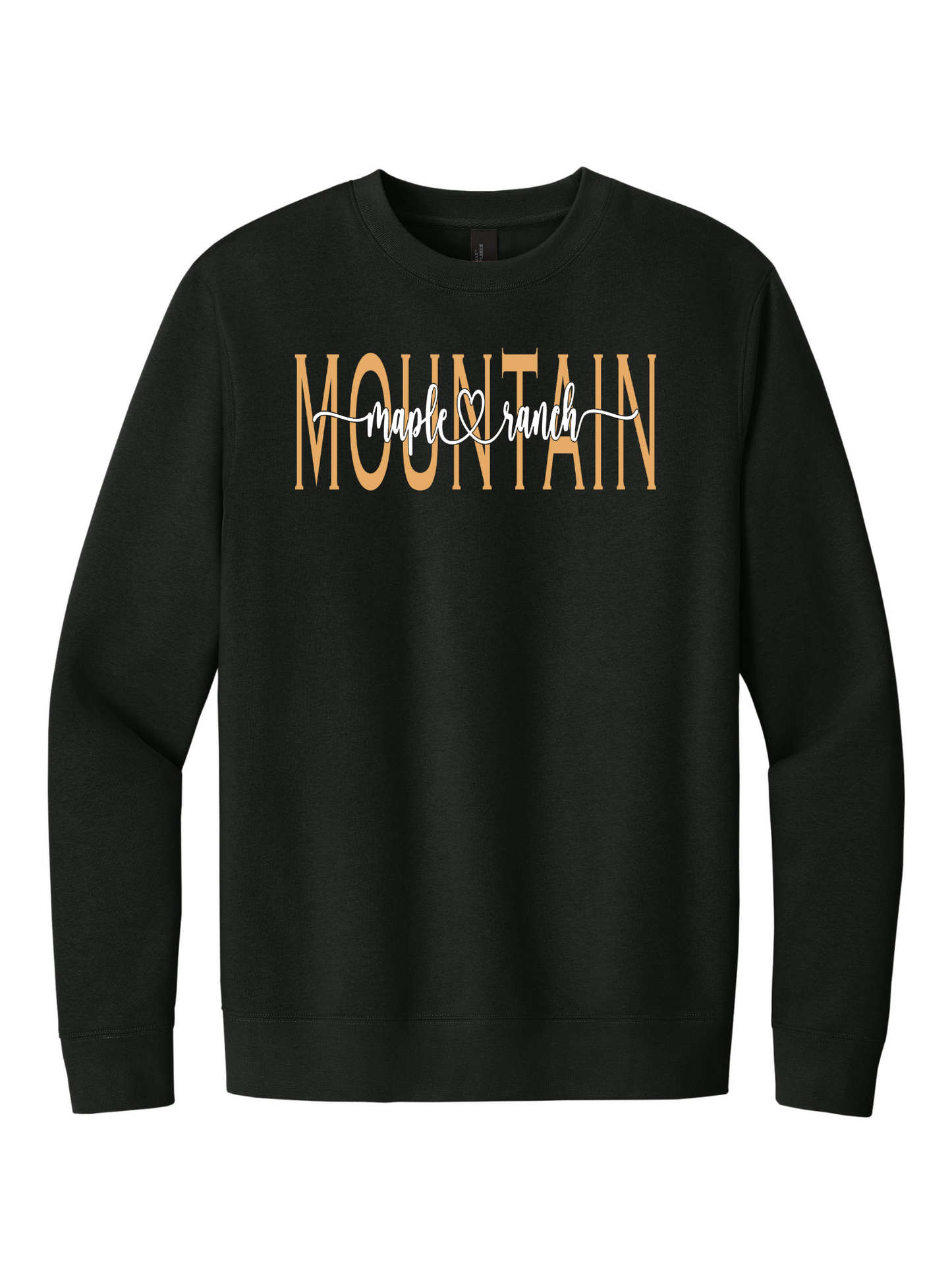 Mountain Maple White on Orange Cursive Crewneck