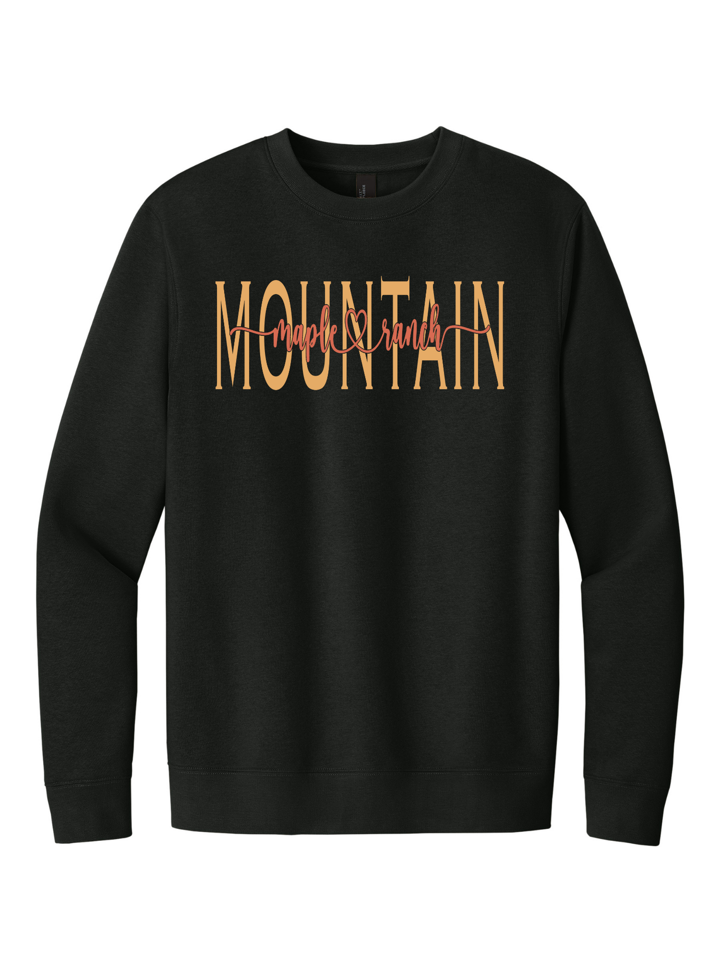 Mountain Maple Peach on Orange Cursive Crewneck