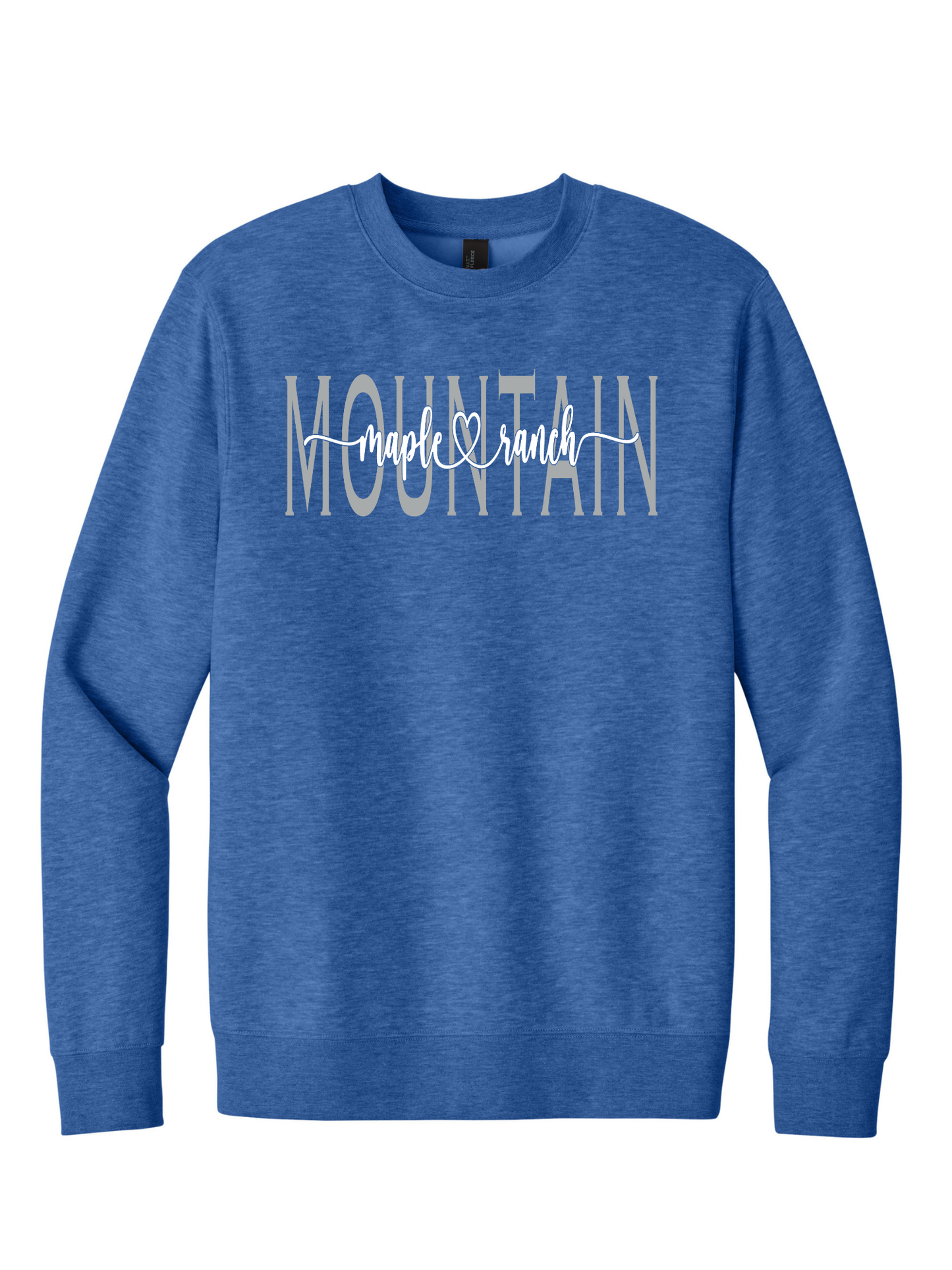 Mountain Maple White on Silver Cursive Crewneck