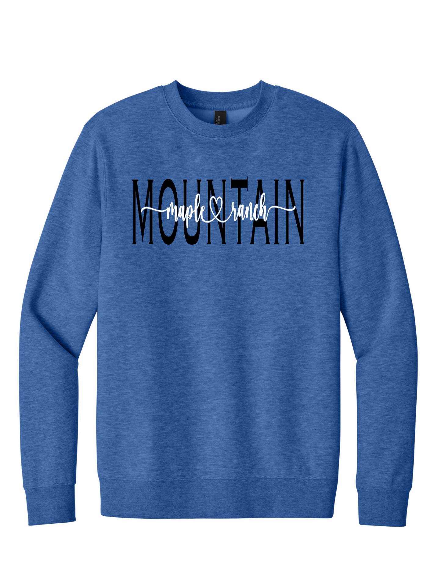 Mountain Maple White on Black Cursive Crewneck