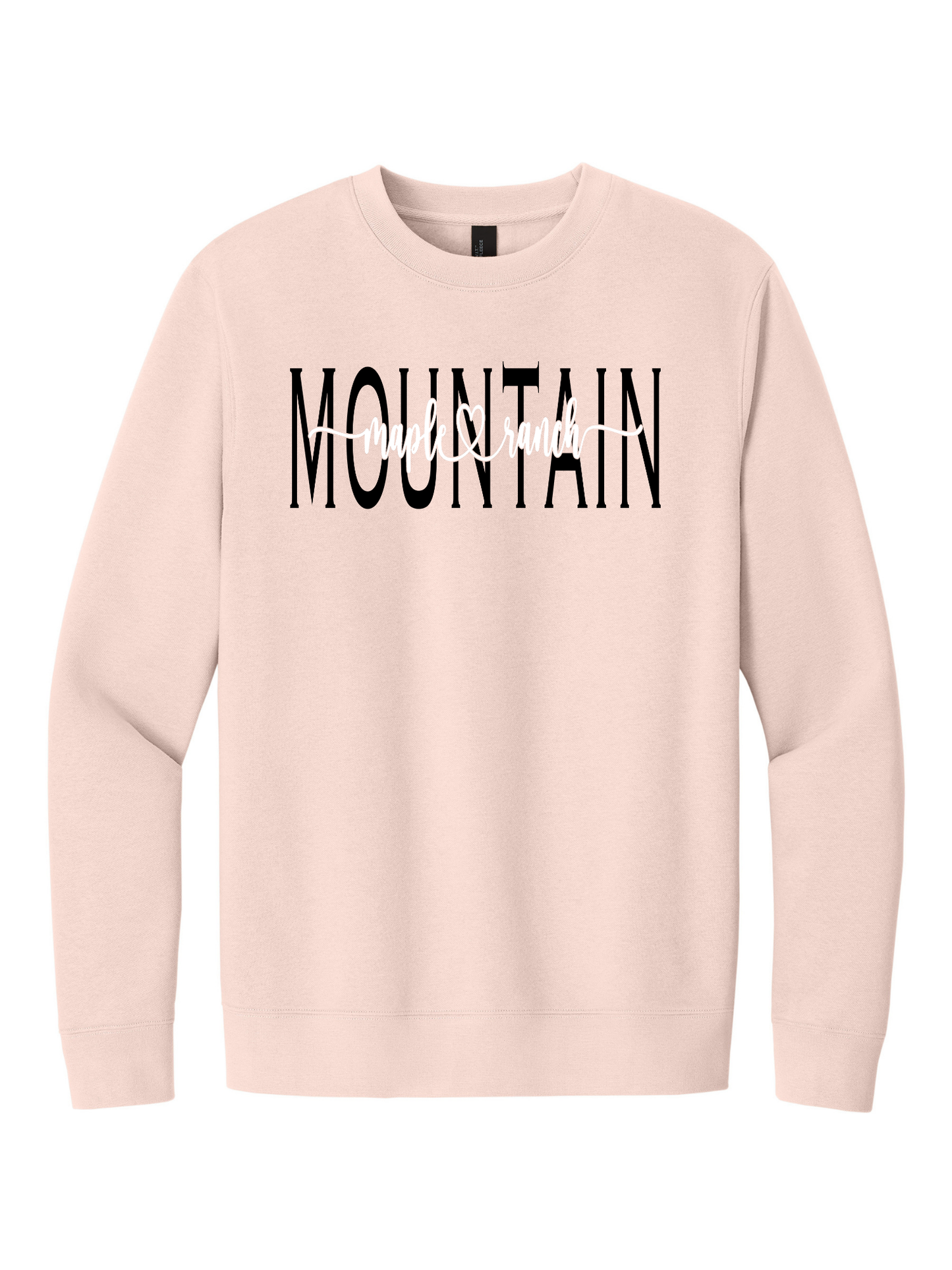 Mountain Maple White on Black Cursive Crewneck