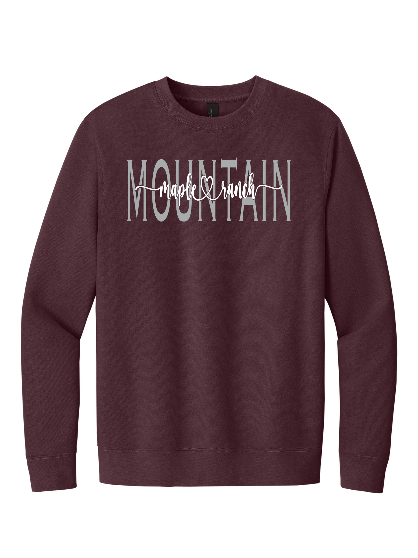 Mountain Maple White on Silver Cursive Crewneck