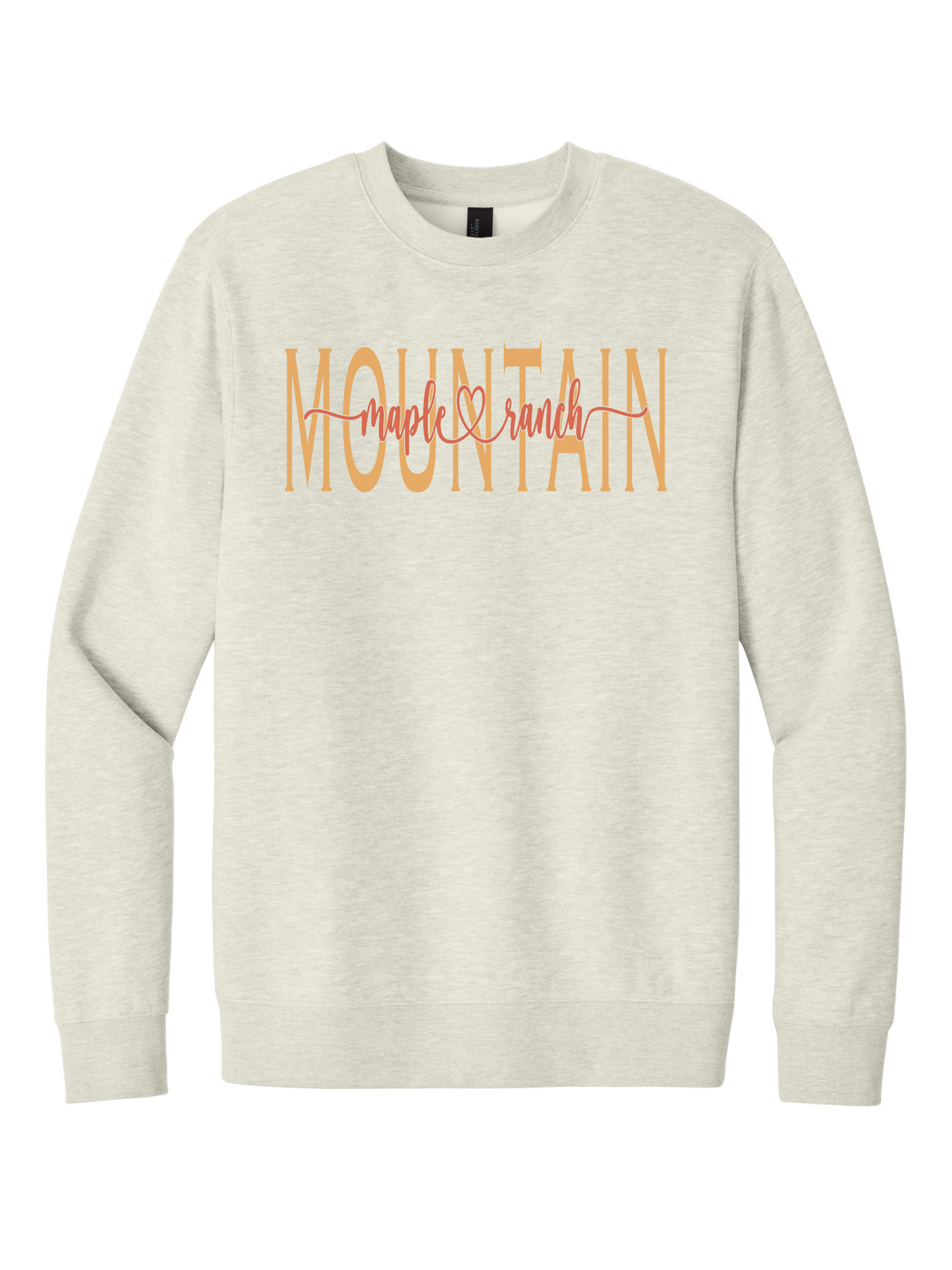 Mountain Maple Peach on Orange Cursive Crewneck