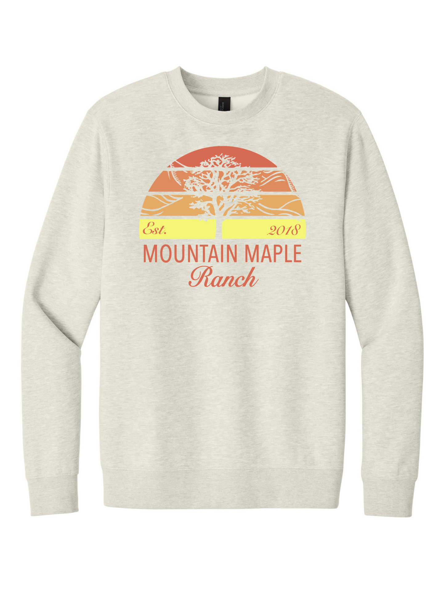 Mountain Maple Orange Sunset Tree Crewneck