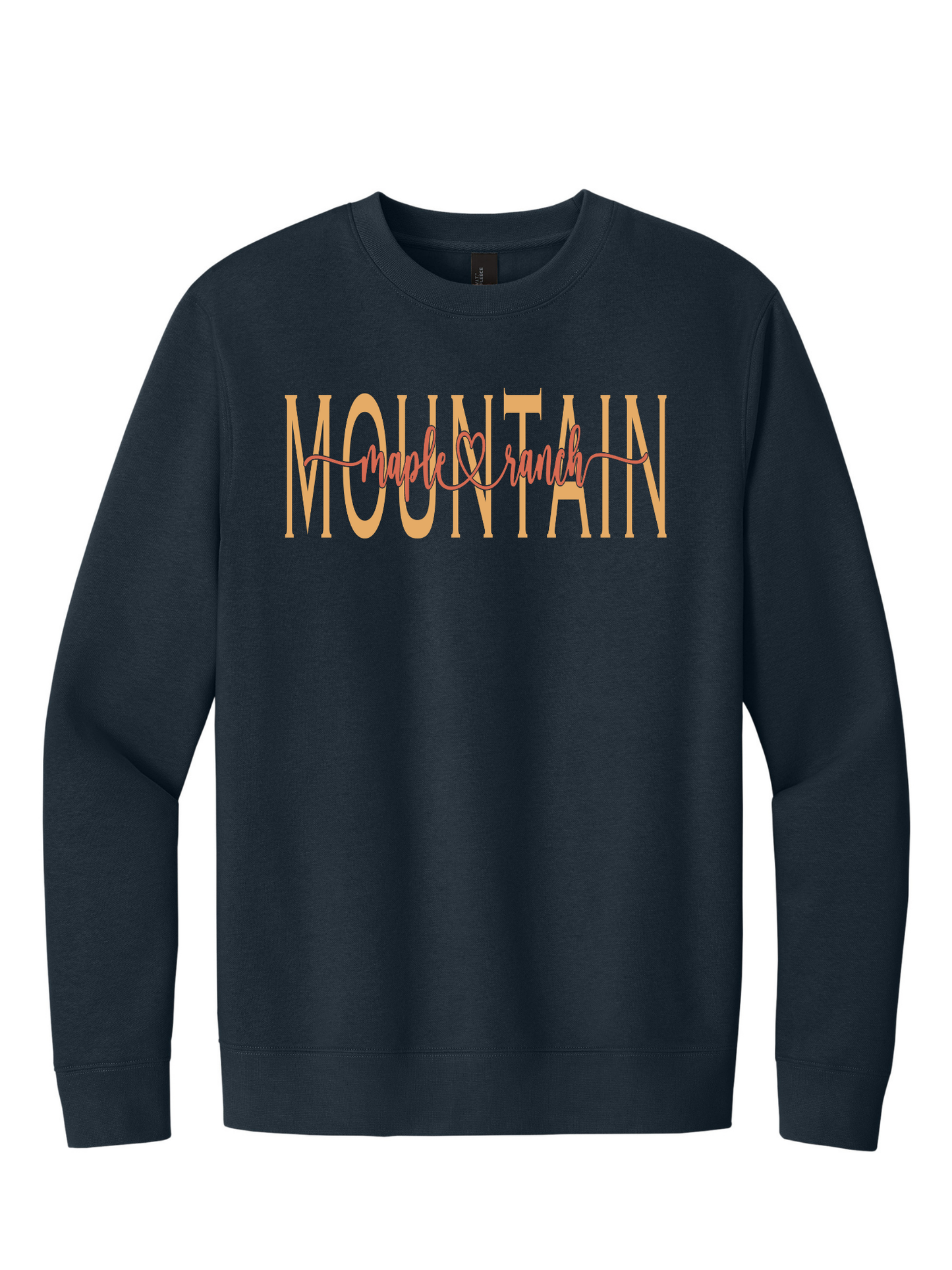 Mountain Maple Peach on Orange Cursive Crewneck