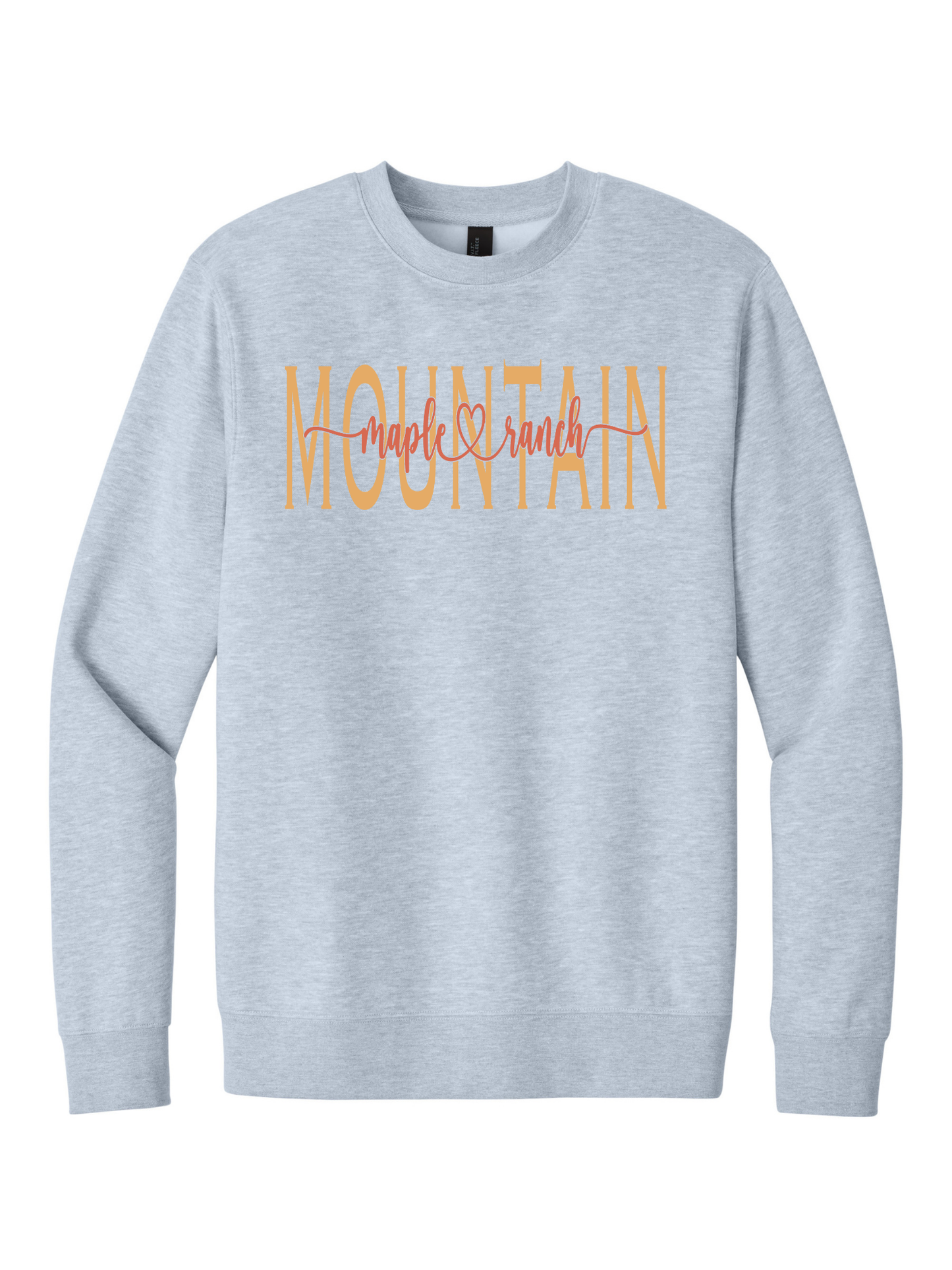 Mountain Maple Peach on Orange Cursive Crewneck