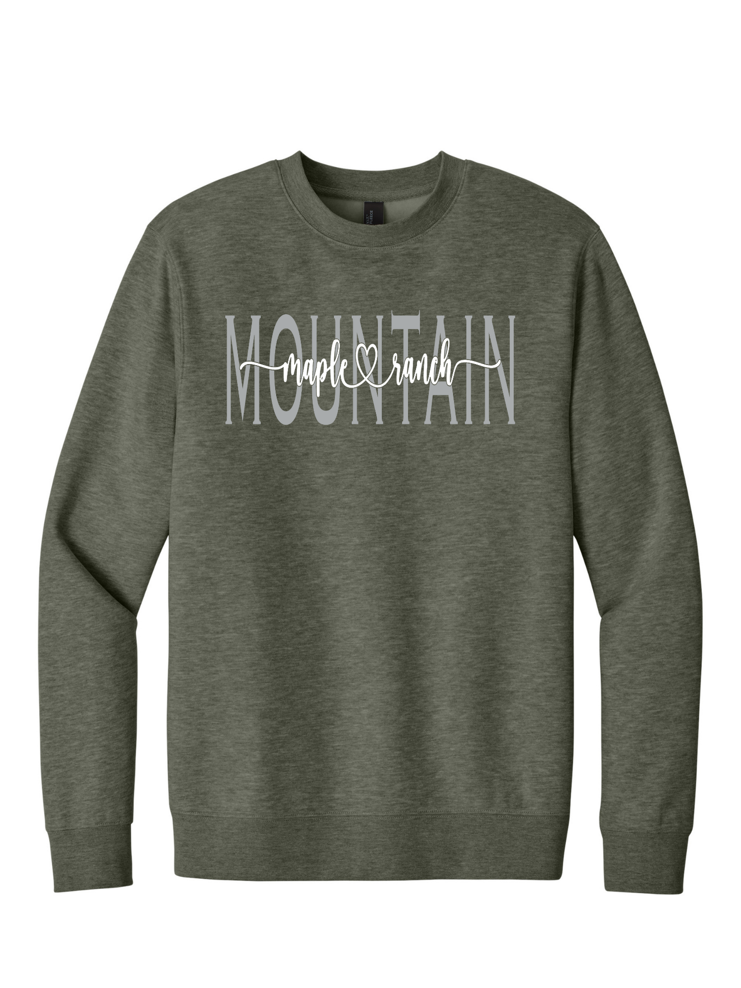 Mountain Maple White on Silver Cursive Crewneck