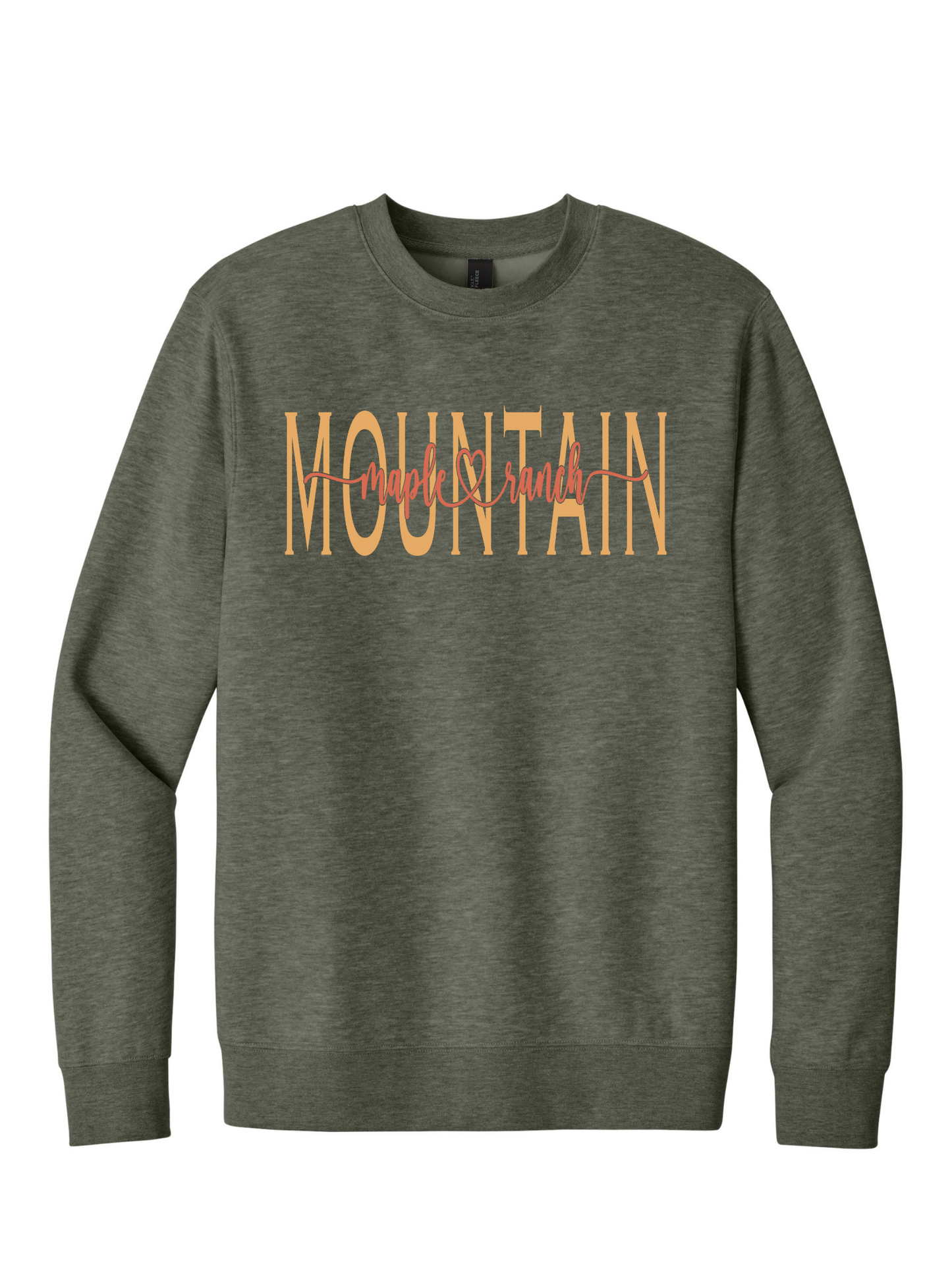 Mountain Maple Peach on Orange Cursive Crewneck