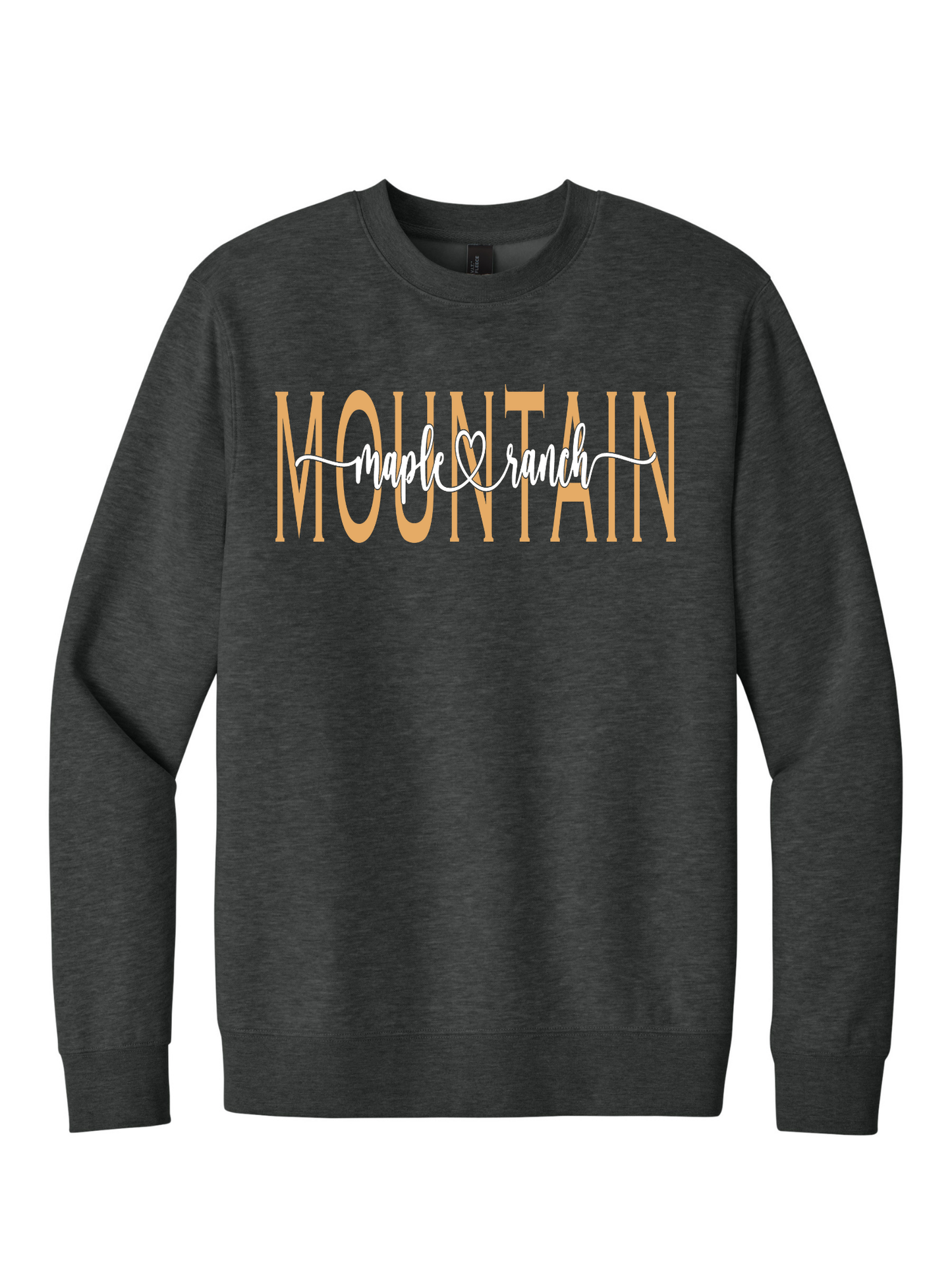 Mountain Maple White on Orange Cursive Crewneck