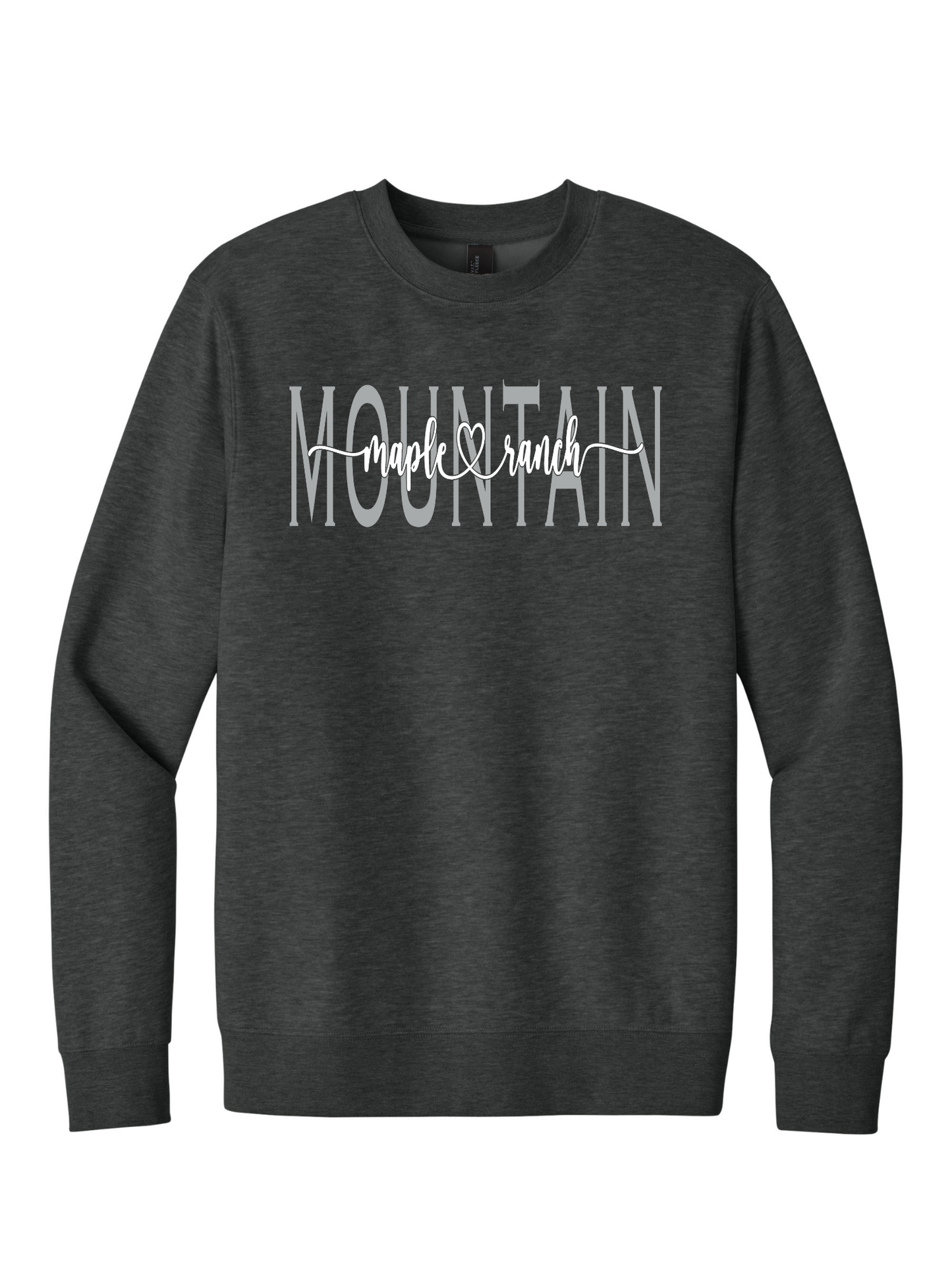 Mountain Maple White on Silver Cursive Crewneck