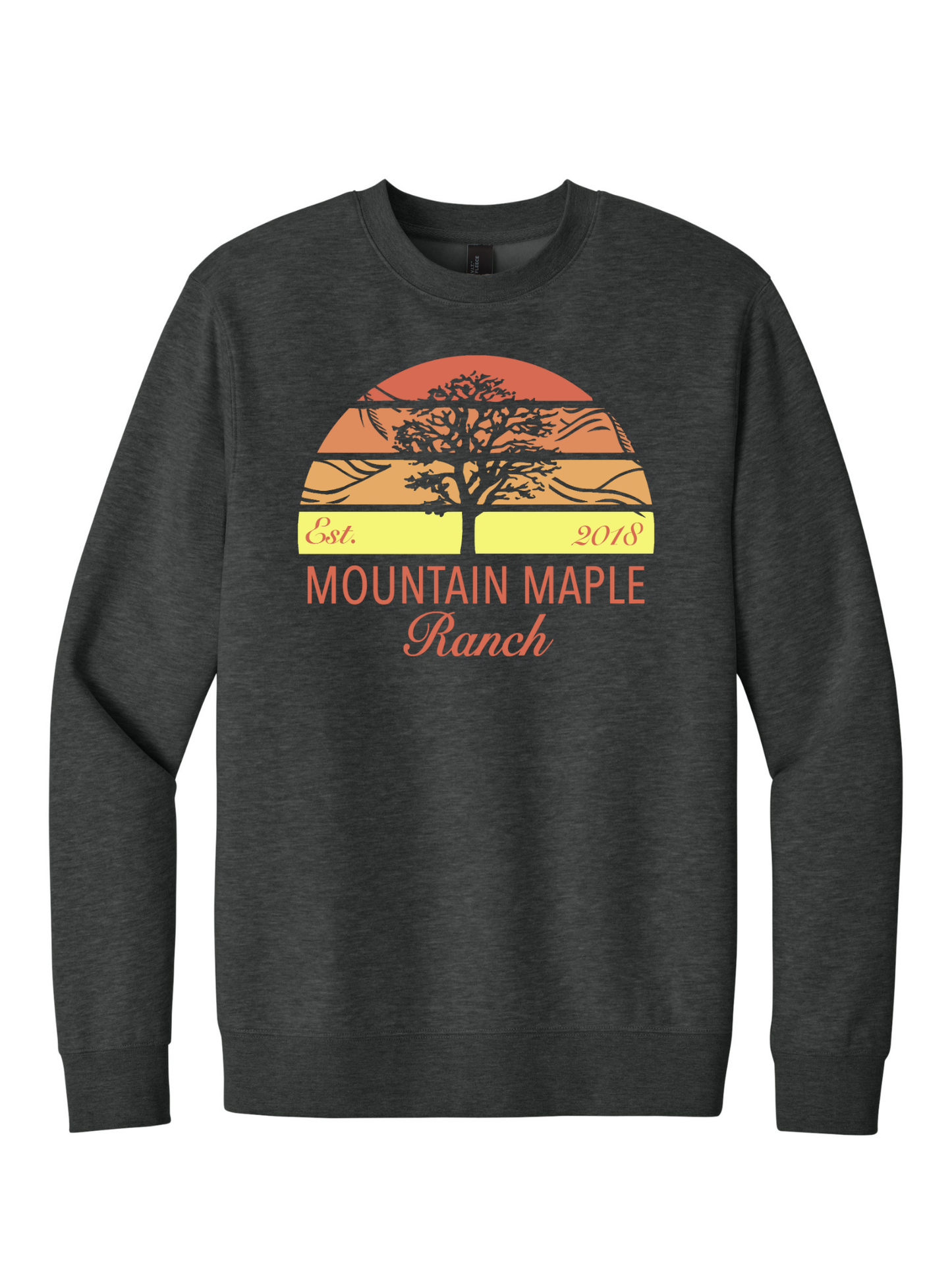 Mountain Maple Orange Sunset Tree Crewneck