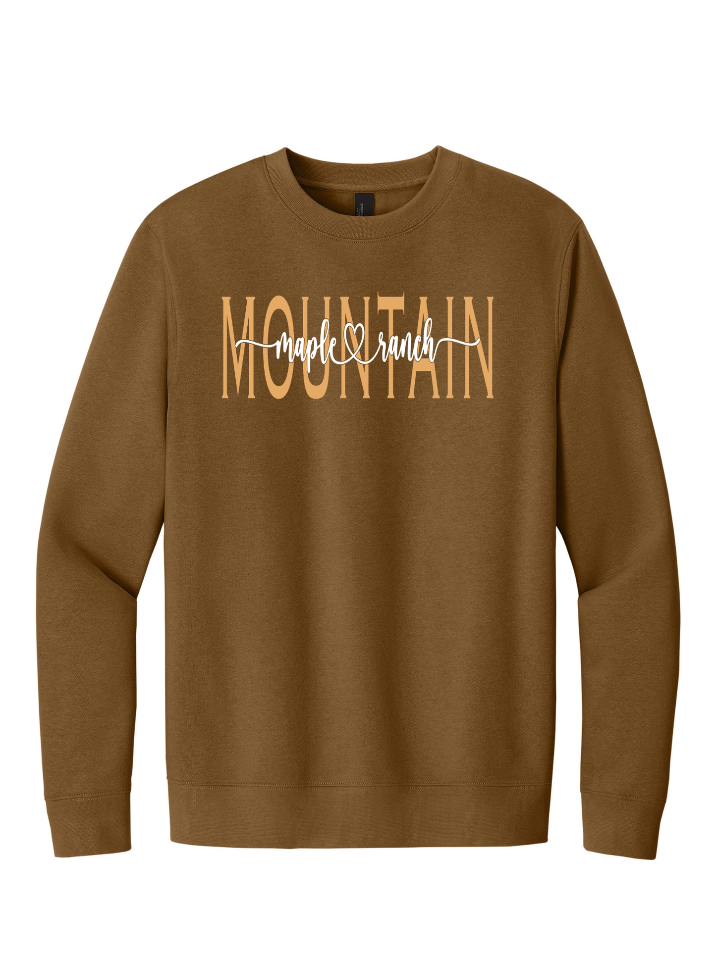 Mountain Maple White on Orange Cursive Crewneck