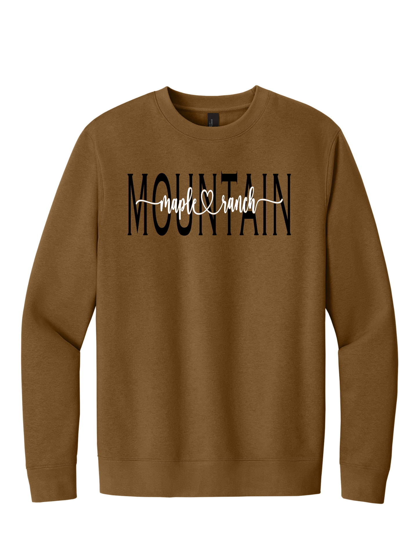 Mountain Maple White on Black Cursive Crewneck