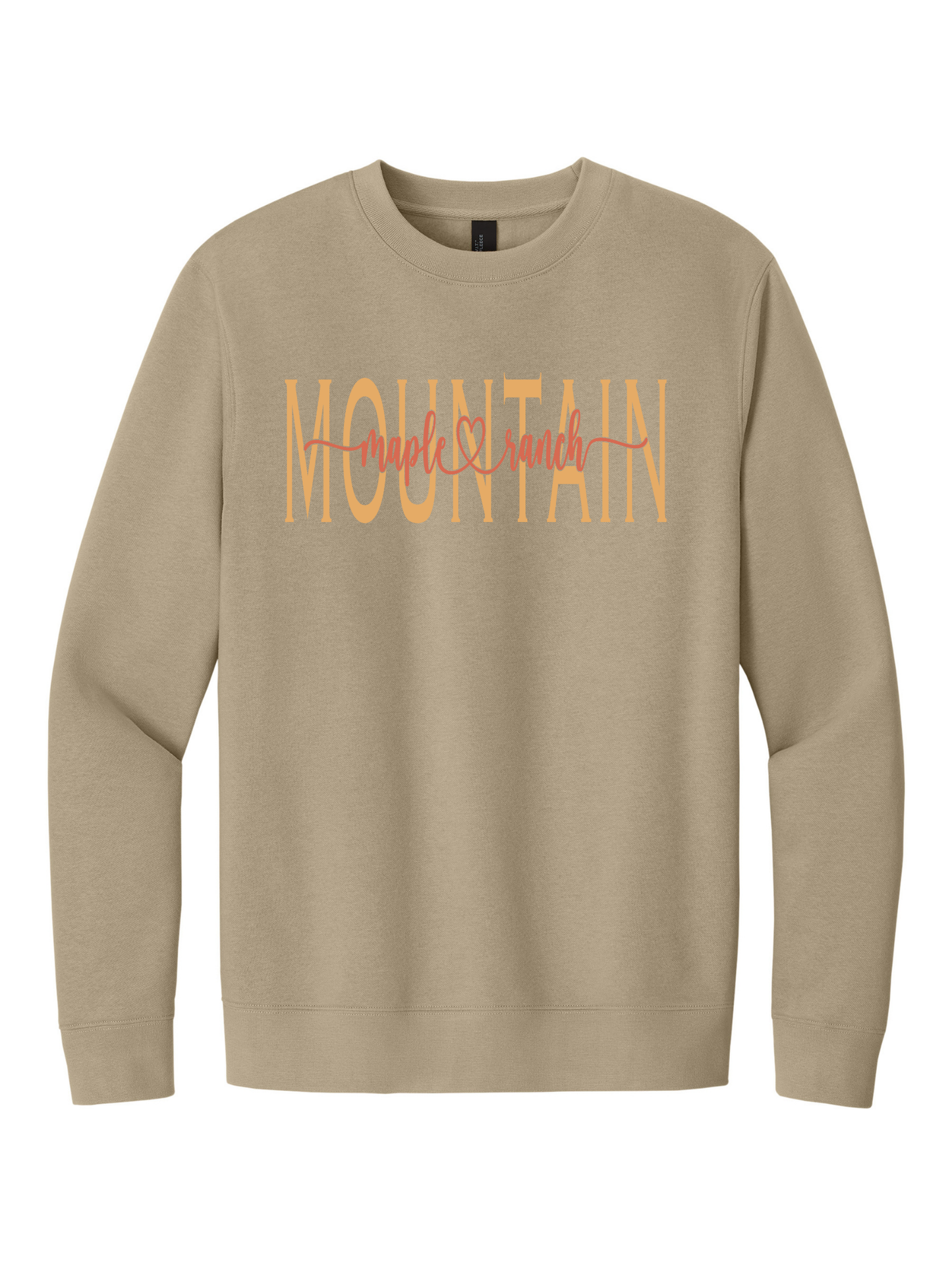 Mountain Maple Peach on Orange Cursive Crewneck