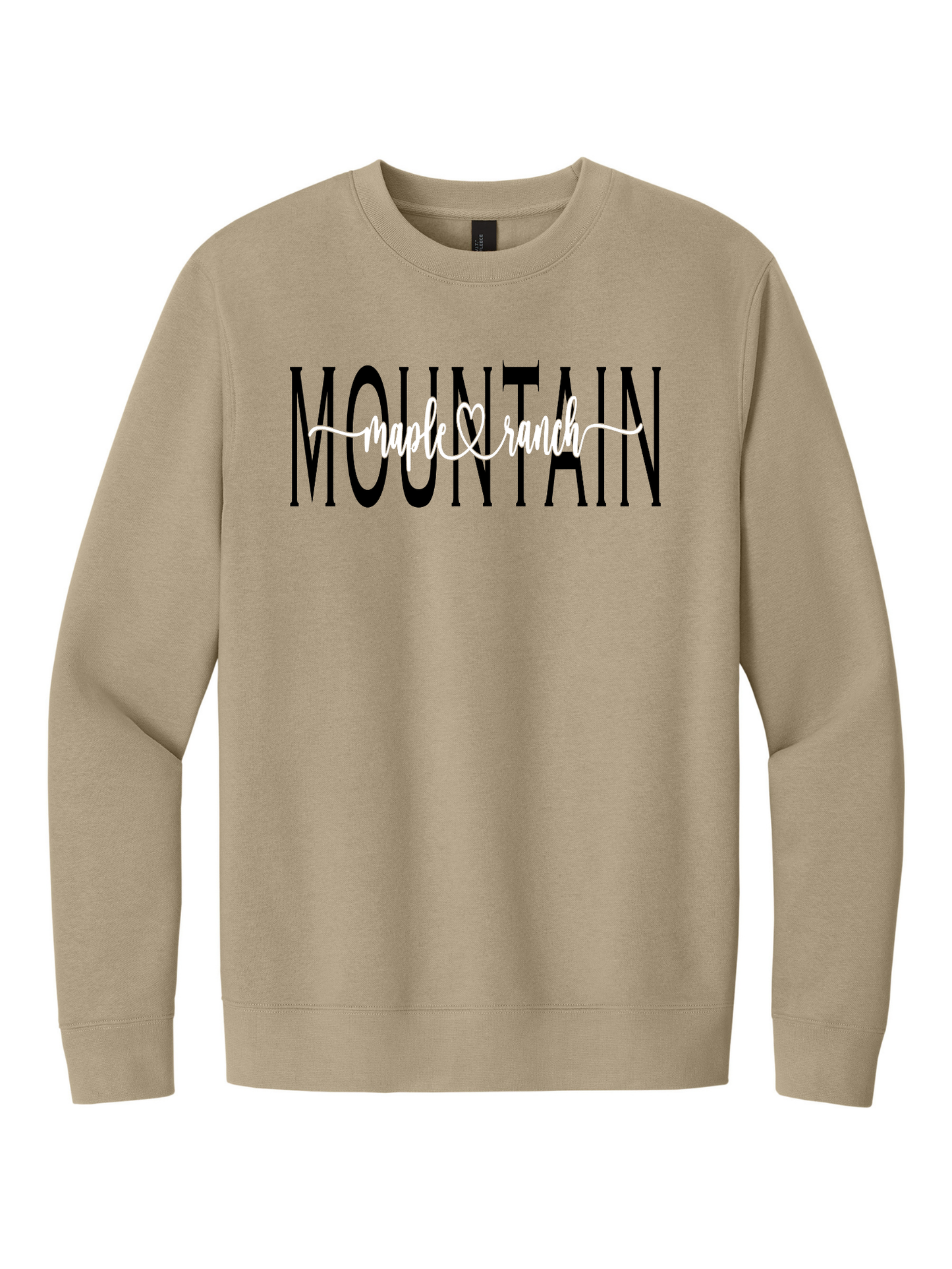 Mountain Maple White on Black Cursive Crewneck