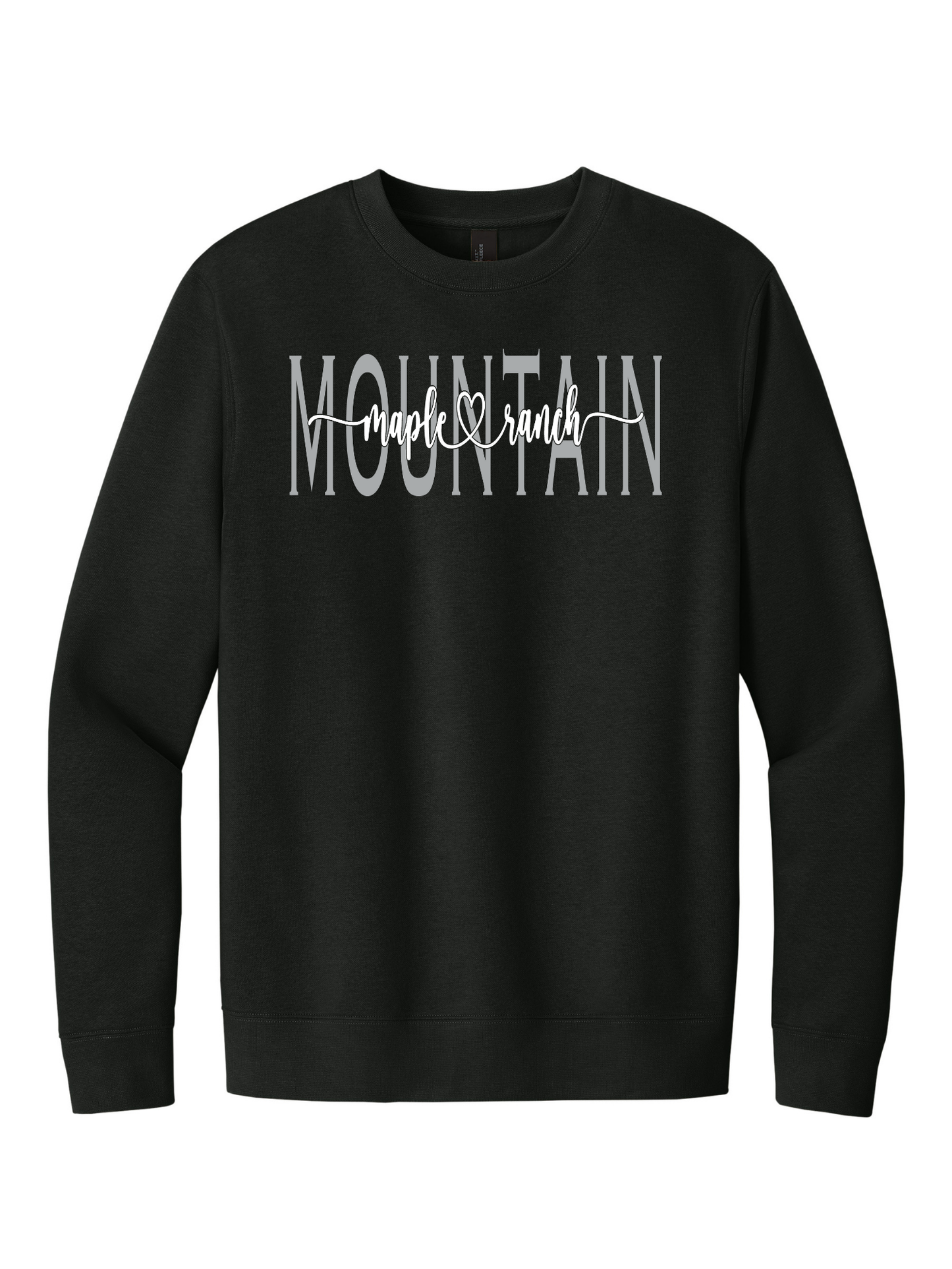 Mountain Maple White on Silver Cursive Crewneck