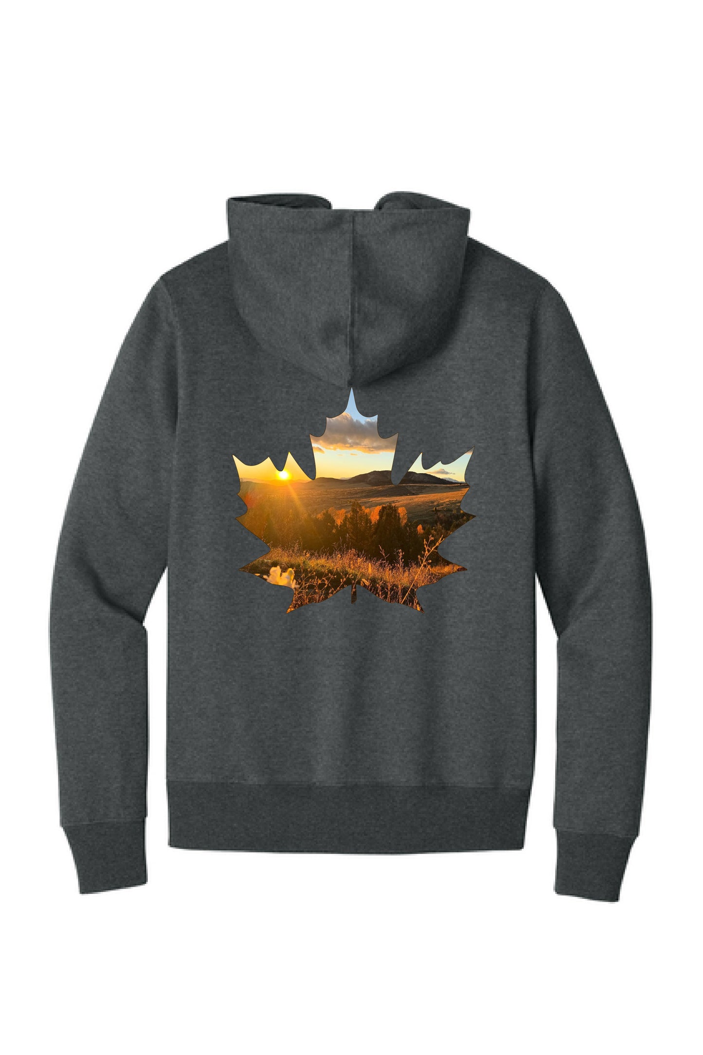 Mountain Maple Leaf Sunset Zip Hoodie