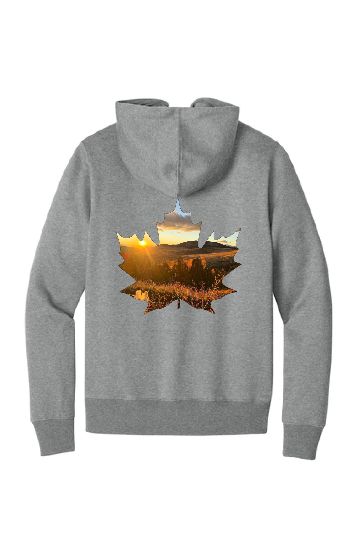 Mountain Maple Leaf Sunset Zip Hoodie
